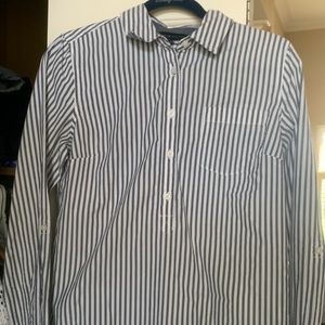 Tommy Hilfiger HalfButtonUp VerticalStripes Top : Smoke Free